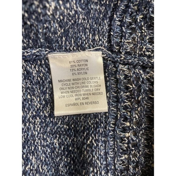 Charter Club Womens Size Large Blue Hooded Open Front Cardigan Sweater - Picture 7 of 8